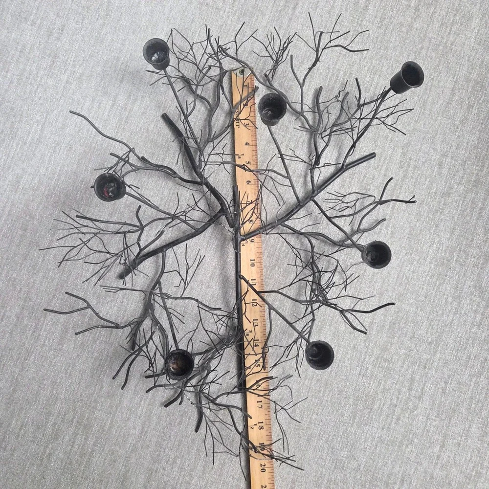 Black Metal Branch Candelabra 7 Arm Taper Candle Holder Gothic Tree Brutalist